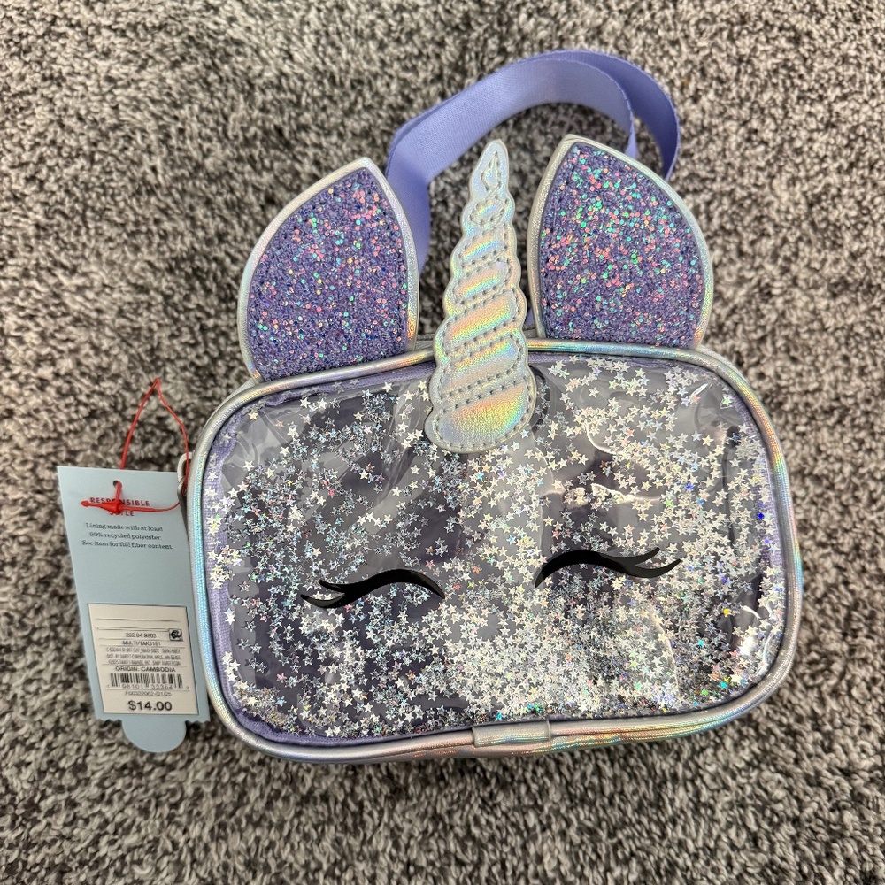 Cat & Jack Glitter Unicorn Fanny Pack Crossbody Purse!